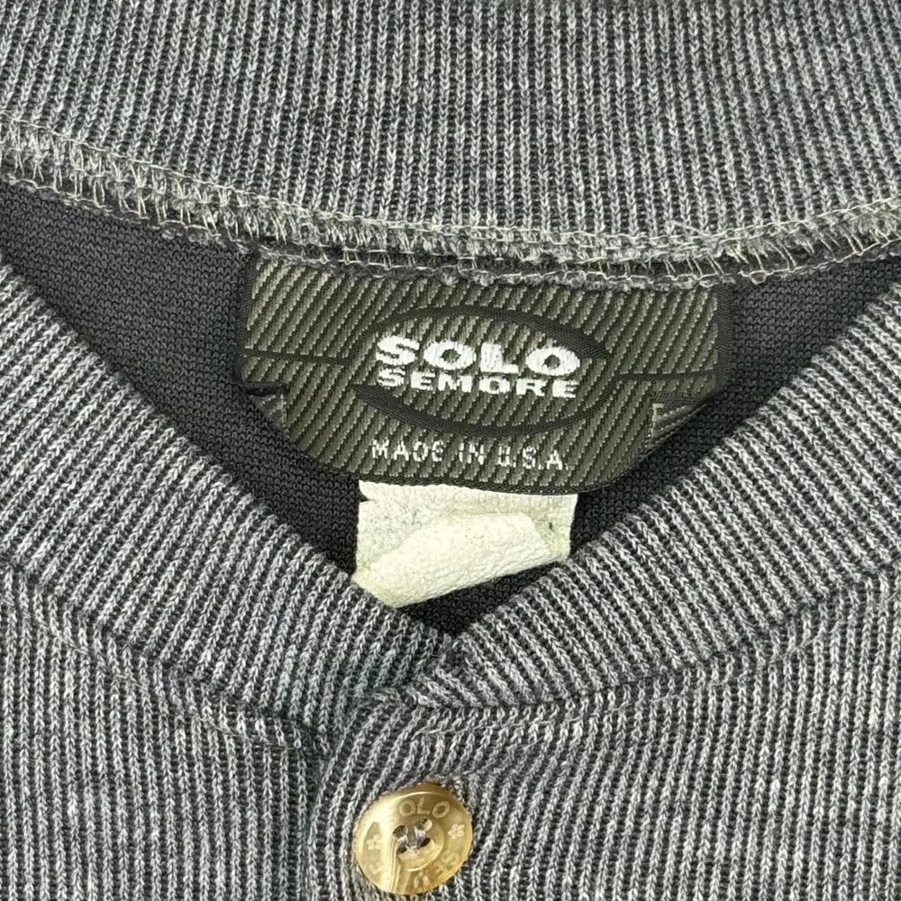 Vintage SOLO SEMORE Men's Gray Ribbed Henley Shirt USA Made Size Large 46